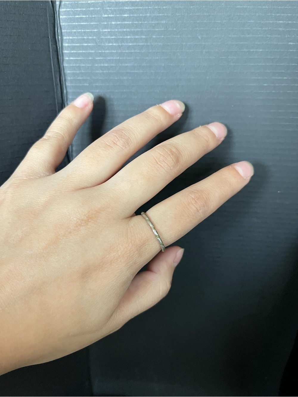 Two tone sterling silver twisted band ring size 6